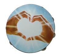 1 pandereta bíblica de doble fila para adultos, instrumento de percusión de tambor de mano de madera (amor)