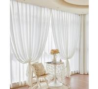 1 Panel Cortina de Gasa Estilo Vintage con Ganchos de 4 Garras, Drapes Decorativo para Luz Suave Filtrada & Ambiente Clásico para Sala Dormitorio Estudio, Ancho x Alto(White,250x200cm(98x79in))