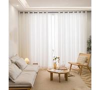 1 Panel Cortina de Ventana con Ojales, Cortinas de Voile Translucidas Drapes Decorativas Privacidad Color Puro Drapes para Vivir Estudio Comedor, Ancho x Alto(White,213x259cm(84x102in))