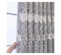 1 Pannello Doppio Strato Tenda Termica Oscurante ad Anelli con Velo, Oscuramento Stanza & Isolamento Tende in Tulle per Camera Soggiorno Home Theater, Larghezza x Altezza(Grey,200x250cm(79x98in))