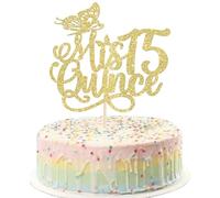 1 paquete de 15 adornos para tartas de Mis Quince Hola 15 Fabulous Fifteen Cumpleaños Decoración para Niñas Decoración Happy 21st Birthday Pastel Decoración para Cumpleaños Accesorios Oro