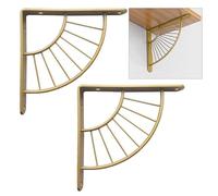 1 Paquete De 2 Soportes Para Estantes Metálicos, Soportes De Estanterias Flotantes Pesados, Soporte De Estante en La Pared De 90 Grados, Escuadras Baldas en Forma De Abanico,gold-15cm/5.9in
