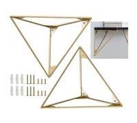 1 Paquete De 2 Soportes Para Estantes Metálicos,Soportes De Estanterias Pesados,Soporte De Estante Flotantes en Pared,Escuadras Baldas Triangular Para Hogar/oficina/jardín,gold-20cm/7.9in