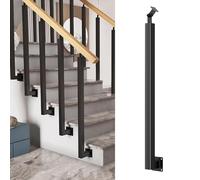 1 paquete de balaustres de hierro forjado de escaleras, kit de postes de barandilla ajustables para interiores, balaustre lateral de metal - Columna de barandilla negra(Side mount,Wood handrail)