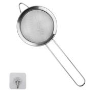 1 paquete de colador pequeño, colador acero inoxidable, colador de cocina, colador de malla fina con gancho de cocina, 8 cm diámetro, colador de té, colador cocina asa, ideal zumo, huevo, té, café