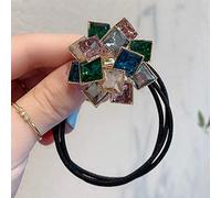 1 paquete de coleteros de cristal, coletas cuadradas con diamantes de imitación, accesorios elásticos para el cabello para niñas y mujeres, simples y cómodos (color: color)