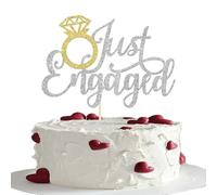 1 paquete de decoración de compromiso Just Engaged decoración para tartas de novia Just Engaged Bridal Shower Cake Topper Decoración para Pareja de Novia Compromiso Tema Fiesta Pastel Decoración Plata