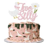 1 paquete de decoración para tartas de 2º cumpleaños, diseño de gansos tontos, decoración para tartas de ganso blanco, decoración para tartas de ganso, bebé, ducha, niños, temática de fiesta