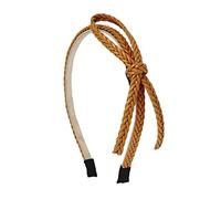 1 paquete de diadema trenzada de piel sintética con nudo y lunares, accesorio para el cabello para adolescentes, niñas, mujeres (color: marrón)