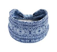 1 paquete de diademas bohemias elásticas con estampado de cachemira, bandas cruzadas para el cabello, anudadas, yoga, uso diario, para mujeres y niñas (punto azul claro)