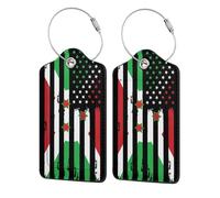 1 paquete de etiquetas de equipaje de cuero con la bandera a rayas de Burundi, Burundi y América, estilo vintage, para maletas, con etiqueta de identificación, cubierta de privacidad, tarjeta de dire