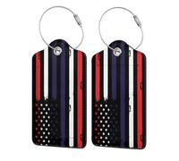 1 paquete de etiquetas de equipaje de cuero con la bandera a rayas de Tailandia y Estados Unidos, estilo vintage, para maletas, con etiqueta de identificación, cubierta de privacidad, tarjeta de dire