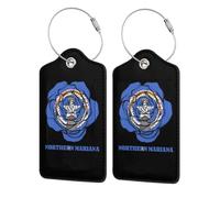 1 paquete de etiquetas de equipaje de cuero con la bandera rosa de las Islas Marianas del Norte de estilo vintage para maletas, con etiqueta de identificación, cubierta de privacidad, tarjeta de dire