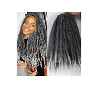 1 paquete de extensiones de cabello trenzado sintético afro rizado de 18 pulgadas con trenzas Marley Twist Wear and Go(1B Gray Color)