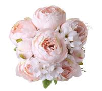 1 paquete de flores de peonía artificiales, grandes flores de peonía de seda de 19 pulgadas, para la decoración de oficinas de reuniones familiares de bodas, piezas centrales de Mesa (Primavera Rosa)