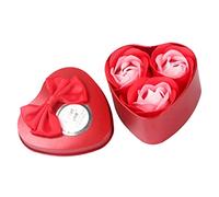 1 paquete de jabón de baño perfumado con flor de rosa, jabón de aceite esencial para plantas, caja de jabones de flores hechos a mano para aniversario, boda, día de San Valentín, día de la madre (roj