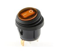 1 paquete de pulsador con interruptor basculante de luz de 220 V, apertura de 25 mm, forma de barco, redondo, 3 pines, interruptor de punto plateado(3P yellow)