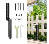 1 paquete de reparación de postes de valla de 80 cm, kit de estacas de acero resistente con taladro de clavos, para reforzar y reparar jardines y patios de madera dañada o rota, corte biselado