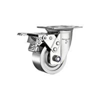 1 paquete de ruedas giratorias de alta resistencia, rueda de acero inoxidable 304 de 125x50 mm, rueda giratoria con placa de doble rodamiento(Swivel brake wheel)