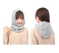 1 paquete de sombreros de invierno para mujer, pasamontañas, gorro de punto con cordón ajustable, bufanda cálida con capucha, gorro de calavera, Gris claro, Talla única