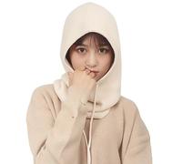 1 paquete de sombreros de invierno para mujer, pasamontañas, gorro de punto con cordón ajustable, bufanda cálida con capucha, gorro de calavera, Beige, Talla única