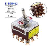 1 paquete E-TEN 403 interruptor de botón basculante 12 pines ON-OFF-ON contacto plateado Pin de cobre 12mm 250V 15A interruptor basculante(E-TEN 402 ON-ON)