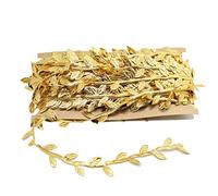 1 paquete Gold Leaf Ribbon Cintas de hoja de plataforma de adornos de recortes Decoraciones de artesanías de bricolaje (32 yardas, oro) Garland de árboles de Navidad