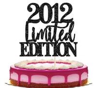 1 paquete Happy 14th Birthday Cake Topper Glitter Limited Edition 2012 Cake Topper for Cheers 14 Years Cake Topper für Geburtstag Zubehör Party Kuchen Dekoration Schwarz