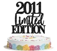 1 paquete Happy 15th Birthday Cake Topper Glitter Limited Edition 2011 Cake Topper for Cheers 15 Years Cake Topper para Cumpleaños Accesorios Fiesta Pastel Decoración Negro