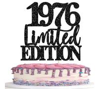 1 paquete Happy 50th Birthday Cake Topper Glitter Limited Edition 1976 Cake Topper for Cheers 50 Years Cake Topper para Cumpleaños Accesorios Fiesta Pastel Decoración Negro