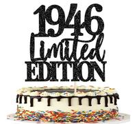 1 paquete Happy 80th Birthday Cake Topper Glitter Limited Edition 1946 Cake Topper for Cheers 80 Years Cake Topper para Cumpleaños Accesorios Fiesta Pastel Decoración Negro