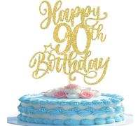 1 paquete Happy 90th Birthday Cake Topper brillante decoración para tartas para el 90 cumpleaños decoración para niñas artículo decorativo para 90 cumpleaños fiesta de cumpleaños accesorios de