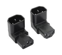 1 par (2 unidades) de 90 grados IEC 320 C14 (macho) a C13 (hembra), adaptador de ángulo ascendente y descendente 10 A 250 V para monitor, ordenador, carcasa de PDU, impresora, etc.