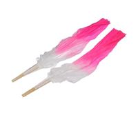 1 Par Abanicos para Danza del Vientre de 1,5M, Abanicos Largos para Danza del Vientre para Mujer, Abanicos para Danza del Vientre de Seda Sintética para Bailar(Rosa y rosa roja)