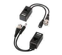 1 par ABS BNC a RJ45 Pasiva de alimentación de vídeo + Audio Balun Transceptor - Balun de vídeo para cámara CCTV