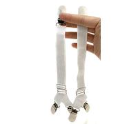 1 par ajustable elástico Y-Style bajo clip portaligueros para cinturón, camisa, calcetín resto con cierre de metal (blanco)