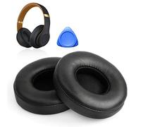 1 Par Almohadillas de Repuesto Beats Solo 3 y 2 Wireless Wired Auriculares, con Cuero de proteína Suave/Espuma de Memoria de Aislamiento de Ruido - Negro