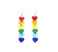 1 Par Aretes Arcoíris del Orgullo en Forma de Corazón para Mujer, Arete Acrílico Coloridos, Accesorios para Indumentarias del Orgullo, Aretes Colgantes Gay/Lésbicas