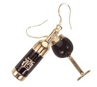 1 Par Botella De Vino Copa De Vino Pendientes Oro Arco Pendientes Colgantes Para Mujer Women Pendientes Rojos Pendientes De Niñas Pendientes De Botella De Vino Gafas Rojas Aleación Holibanna