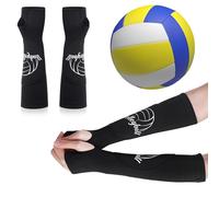 1 Par Coderas de Compresión para Brazo de Voleibol, Accesorios para Antebrazo para Entrenamiento de Voleibol, Mangas Deportivas para Antebrazo, Estantes Protectores y Orificio para Pulgar (Negro S/M)