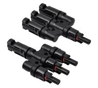 1 Par Conectores Cable MC4 de Panel Solar Macho/Hembra 3 a 1, Conector Solar de 3 Ramas, Conectores Fotovoltaicos Impermeable de Rama T, Conector Solar Fotovoltaico para Conexión Paralela