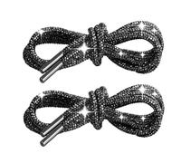 1 Par Cordones MetáLicos con Purpurina, Cordones de Diamantes de Imitación, Cordones Redondos con Diamantes de Imitación, Accesorios de Ropa Diy para Zapatos, Pantalones, Sudaderas (1 par negro)