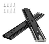 1 Par Correderas Telescópicas Con Rodamientos De Bolas 45mm 3 Pliegues Extensión Completa Guías Laterales Para Cajones Con Cierre Suave Montaje Lateral Carga Máxima 45 Kg(Negro,200mm)