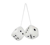 1 par de 2 cubos de peluche para colgar en el coche, colgante de coche, decoración interior de coche, estilo retro, para coche, camión (blanco)