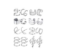 1 par de 8 estilos diferentes de acero inoxidable pulsera de la oreja no piercing clip en pendientes de cartílago para hombres mujeres plata