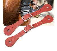 1 par de Accesorios para Montar a Caballo, Correa de Espuela Ecuestre de Cuero Genuino Hecha a Mano, Espuelas Negras para Deportes Al Aire Libre (BROWN)