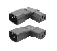 1 par de adaptadores de 90 grados IEC 320 C14 macho a hembra C13, cable de extensión en ángulo izquierdo y derecho, 10 A, 250 V, para monitor, ordenador, carcasa de PDU, impresora, etc. - 2 unidades