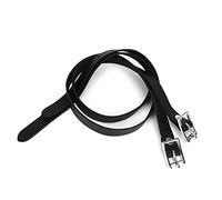 1 par de alargadores para correas de espuelas de cuero con hebilla de acero inoxidable, accesorios para herramientas de caballo, 50cm, negro