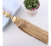 1 par de alzapaños para cortinas, hechos a mano con hebilla trenzada y borlas de bola, alzapaños de cortina para el hogar, oficina, ventana, cortina decorativa (dorado)