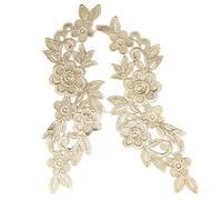 1 par de apliques de encaje bordado floral parche,flores encaje costura apliques collar apliques DIY artesanía escote costura bordado parches accesorios para vestido de cheongsam caqui